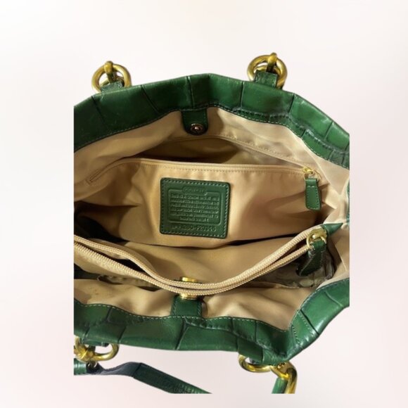 Coach Green Ashley Embossed Leather Alligator - RARE - Picture 4 of 5